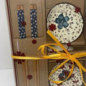 Chinese Dining Ware Chopsticks & Holders & Saucers Gift Set  New in Package..